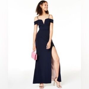 City Vibe Off-Shoulder Navy Dress